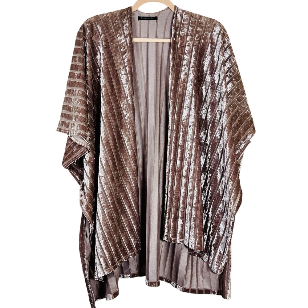 Do Everything In Love Poncho Shawl Wrap Womens One Size Mauve Velour Stripes